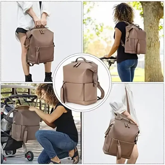 Sac maman Pu maman sac à dos mère bébé peau cuir Double sac à bandoulière bébé sac à couches bébé voyage sac de rangement poussette sac