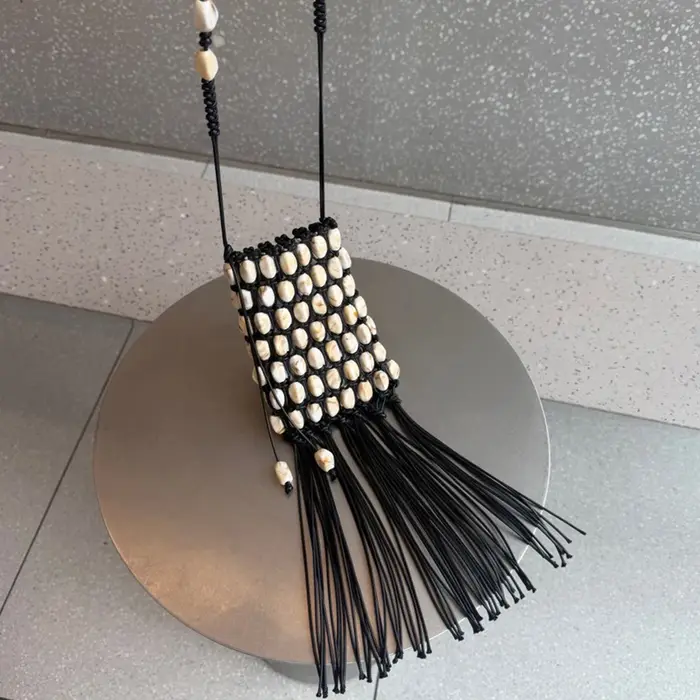 Nouveau Sac à bandoulière perlé en pierre tendance, Sacs bandoulière bohèmes à pompons pour femmes, 