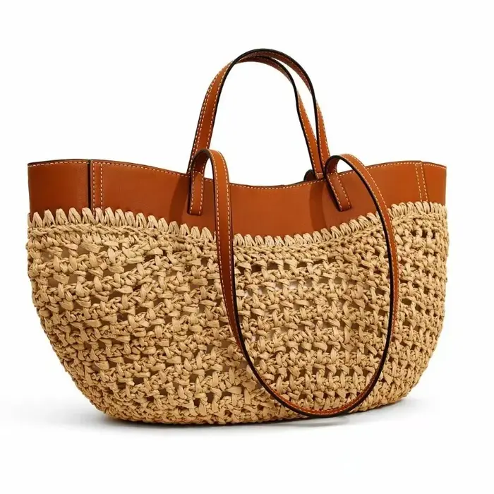 Petit sac fourre-tout tissé décontracté au design original, nouveau sac tissé à empiècements, sac de