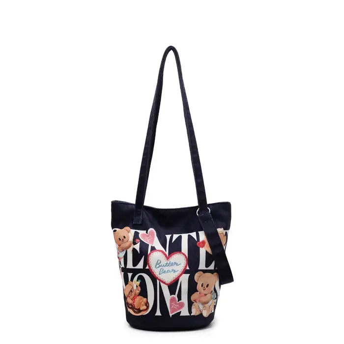 Sac seau en toile imprimé ours mignon