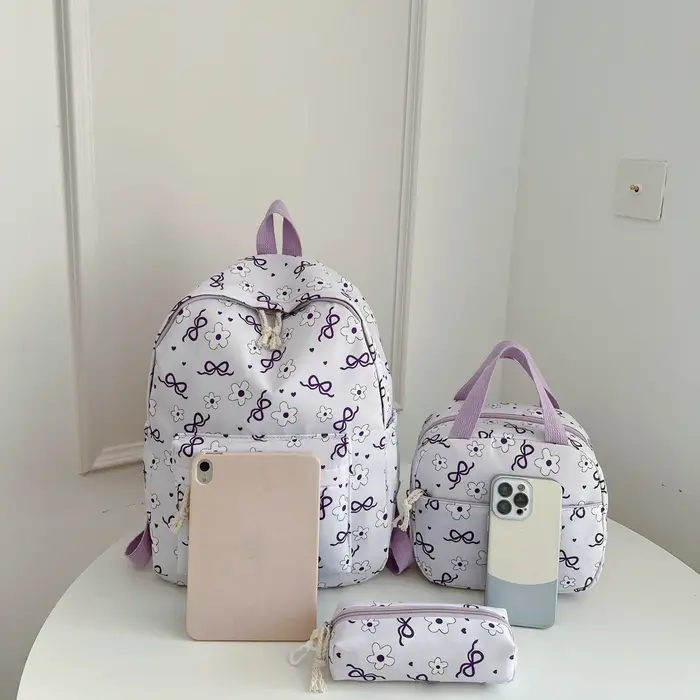 Sac à dos imprimé fleurs avec nœud