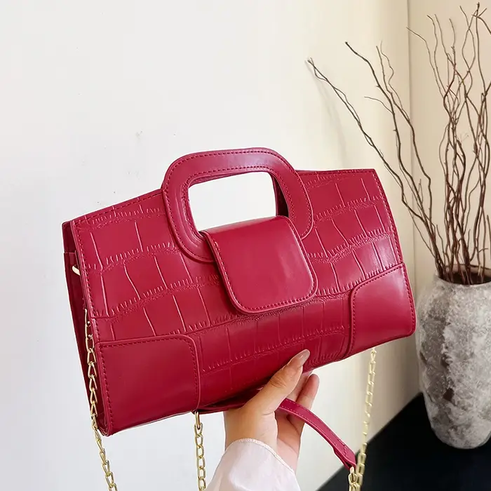 Sac à main à rabat rétro en cuir PU pour femme