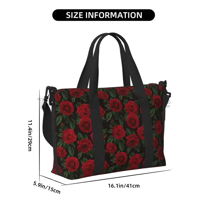 Sacs de voyage à imprimé de roses rouges pour femmes