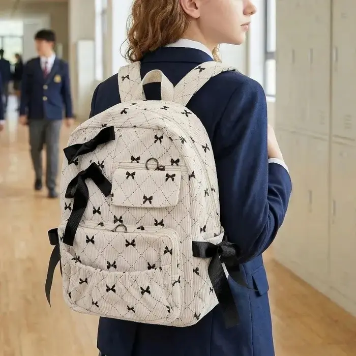 Sac à dos en velours côtelé pour femmes et filles