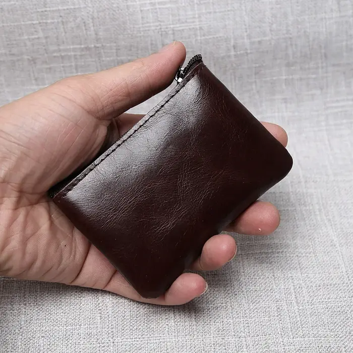 Mini porte-monnaie en cuir unisexe, Simple, Portable, première couche de peau de vache, rétro, fait
