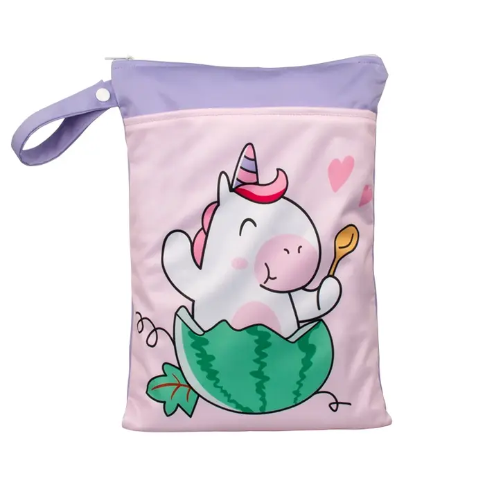 Sac à couches réutilisable imperméable à l'eau avec deux fermetures à glissière, sac étanche pour co