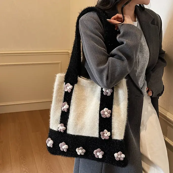 Sac tricoté de grande capacité pour femmes