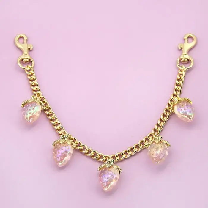 Chaîne DIY pour sac à main avec pendentif fraise-cerise