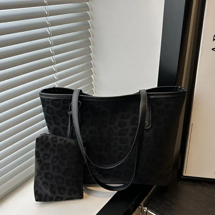 Sac fourre-tout Vintage imprimé léopard pour femmes, sac sous les bras en cuir PU de grande capacité