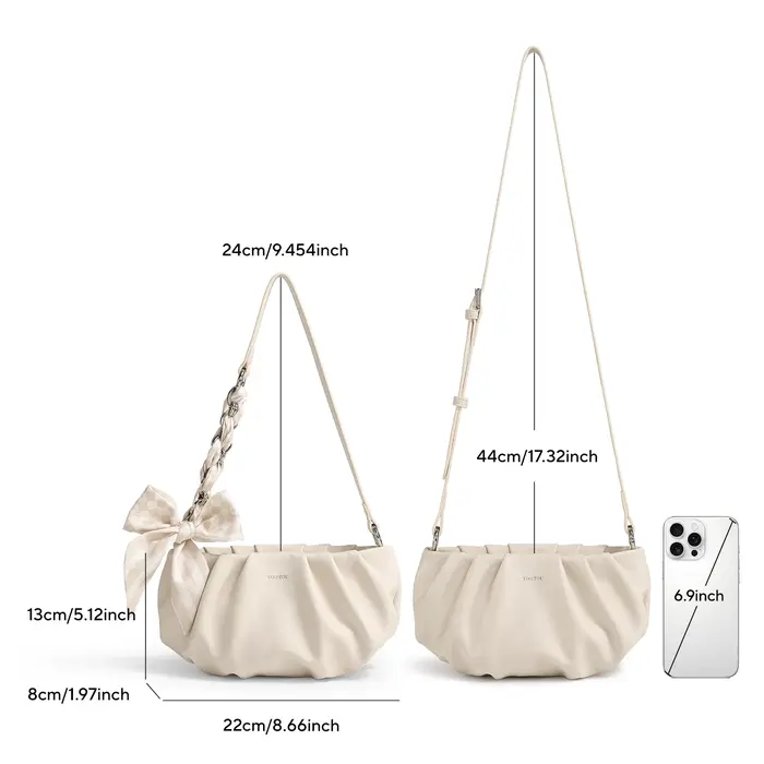TOUTOU Cute Cloud Mini Hobo Bag pour femme, sac à bandoulière multi-usage en cuir PU souple, petit s