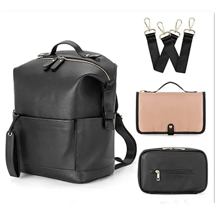 Sac maman Pu maman sac à dos mère bébé peau cuir Double sac à bandoulière bébé sac à couches bébé voyage sac de rangement poussette sac