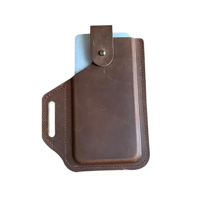 Étui en cuir véritable pour téléphone en poudre