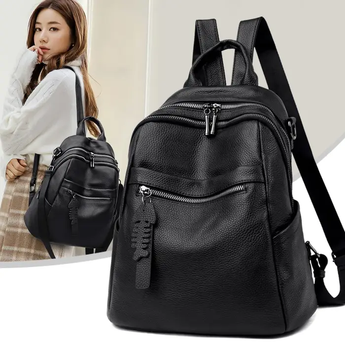 Sac à dos en cuir véritable pour femmes, sac à dos décontracté pour filles, sac à dos de voyage gran