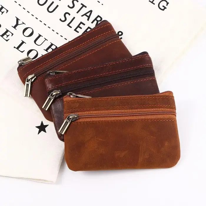 Mini Portefeuille en Cuir de Vachette Crazy Horse pour Femme