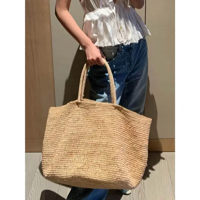 Grand sac fourre-tout en rotin tressé à la main pour femmes
