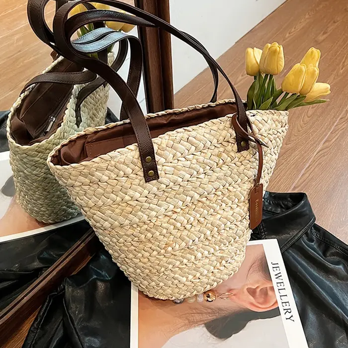 Sac à main tissé en rotin pour femmes