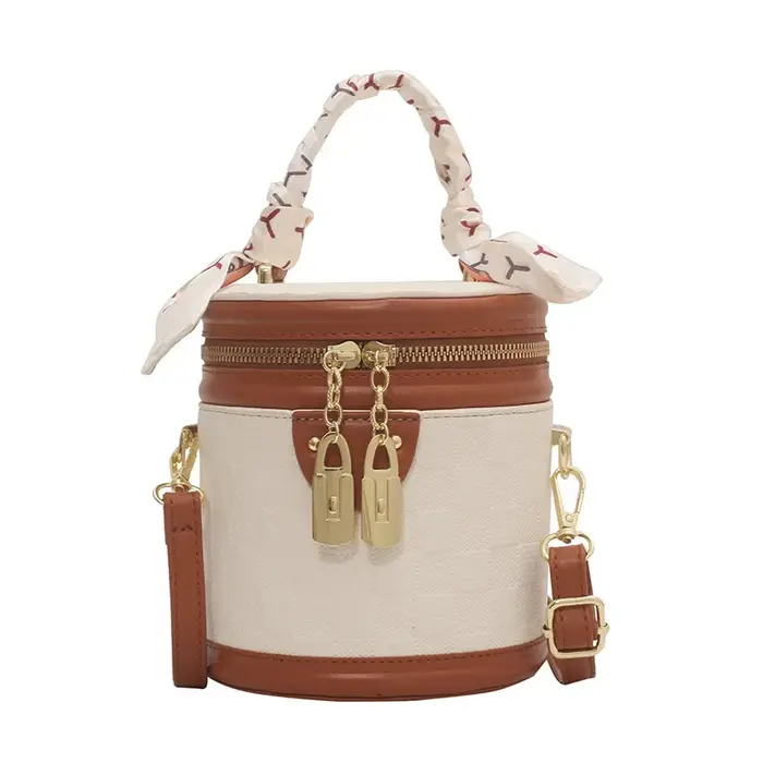 Sac à bandoulière mini tendance pour femme – Nouvelle collection été – Sac cylindrique rond en cuir