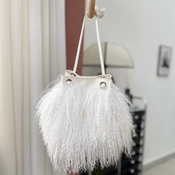 Nouveau Sacs à main en fourrure mongole femmes sac seau