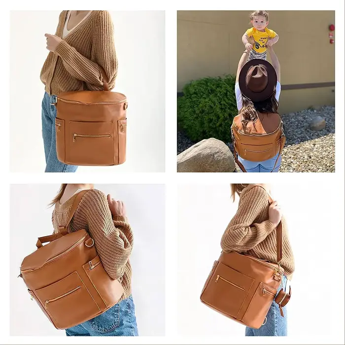 Nouveau Sac à Dos de Maternité Tendance en Cuir PU avec Matelas à Langer