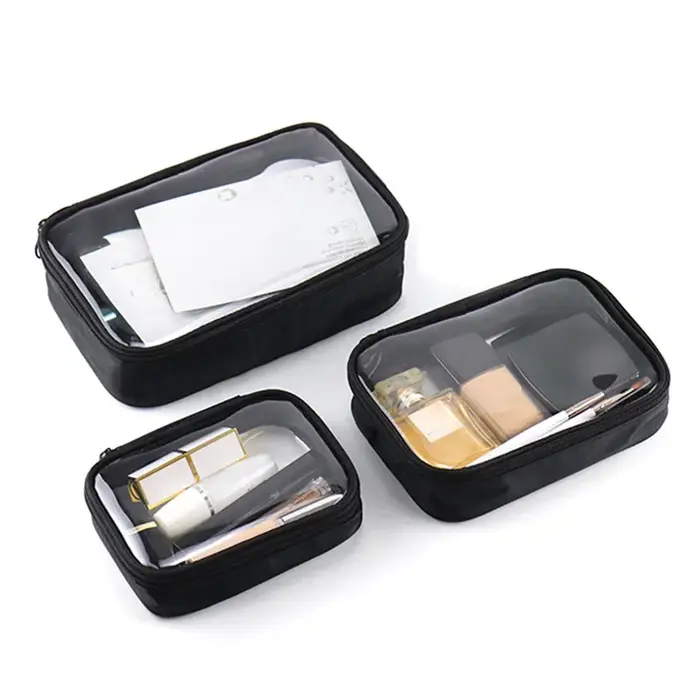 Trousse de maquillage imperméable en PVC transparent pour femmes