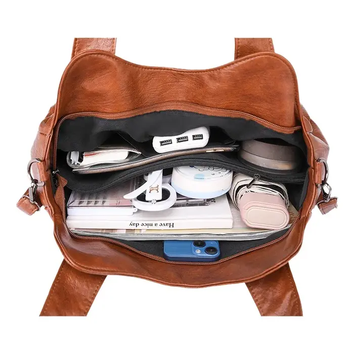 Sac fourre-tout en cuir souple grande capacité
