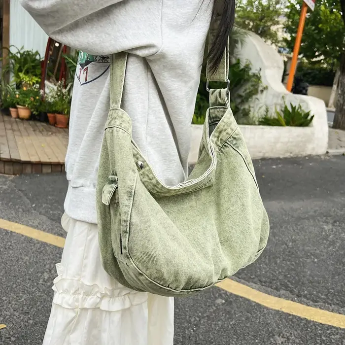 Sac bandoulière en jean délavé vintage