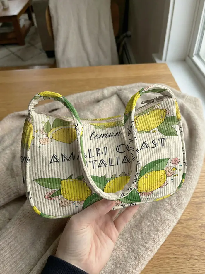Sac à bandoulière tendance imprimé citron de la côte d'Amalfi