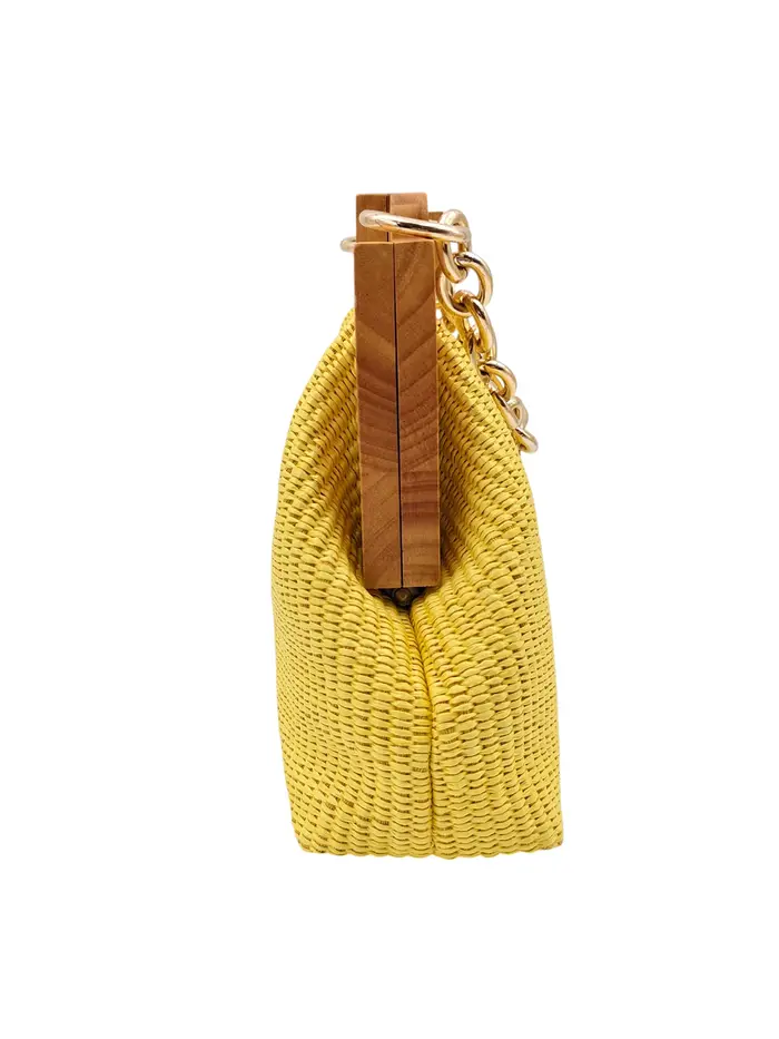 Sac à main tressé horizontal jaune citron nouvelle collection 2026