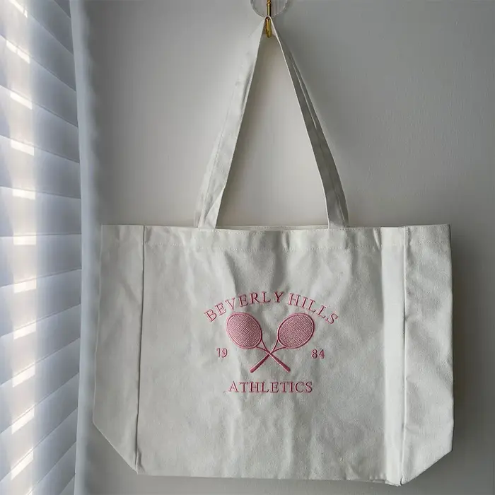Sac à provisions en toile brodée pour femme