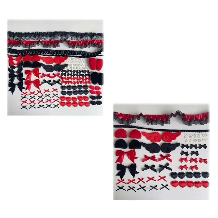 Kit de matériaux DIY pour Itabag en dentelle noire et rouge, porte-badges, pochette pour cartes, accessoires de décoration gothique, présentoir pour articles d'anime