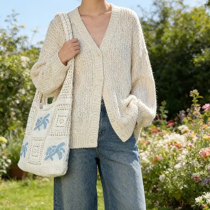Sac à bandoulière grande capacité en crochet
