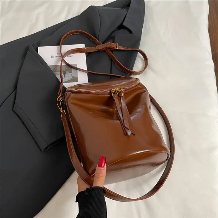 Sac à bandoulière seau Vintage pour femmes, sac à main à bandoulière en cuir souple de qualité, sac 
