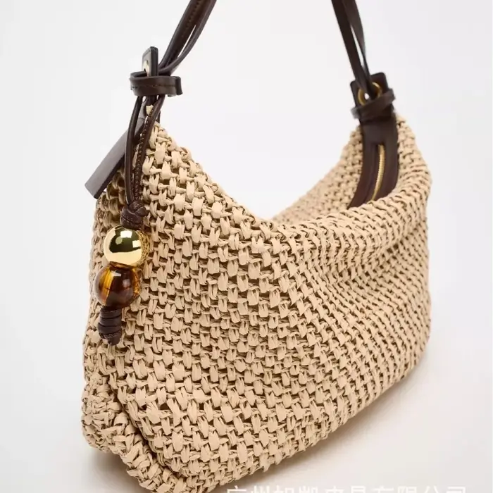 Hobos décontracté sac de paille concepteur tissé femmes sacs à bandoulière Vintage perle déco