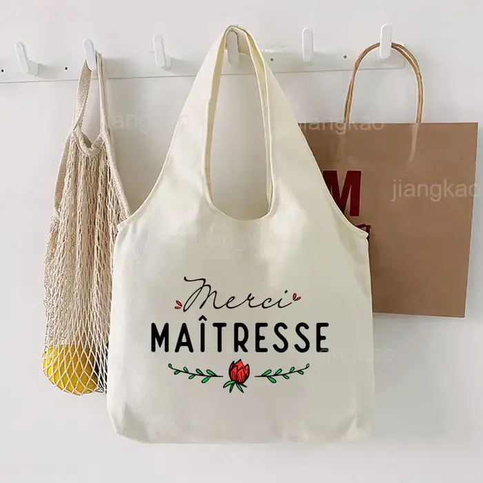 Marci Maitresse Sac fourre-tout imprimé Littérature Sac à bandoulière Illustration Fille Livre Sac Voyage Harajuku Toile Sac à main Cadeau pour enseignant