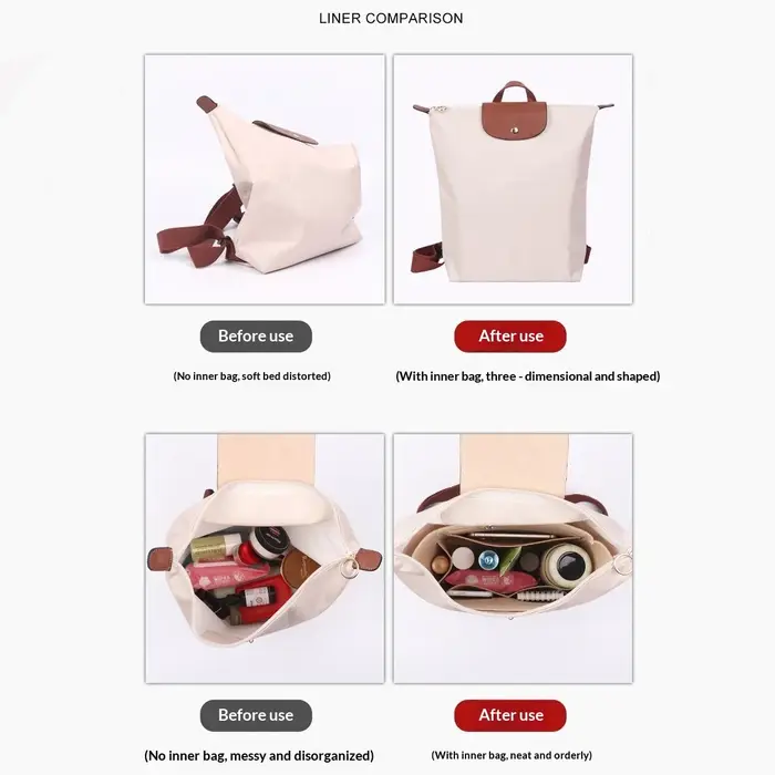 Organisateur en feutre pour sac à dos Longchamp Le Pliage Vert/Xtra