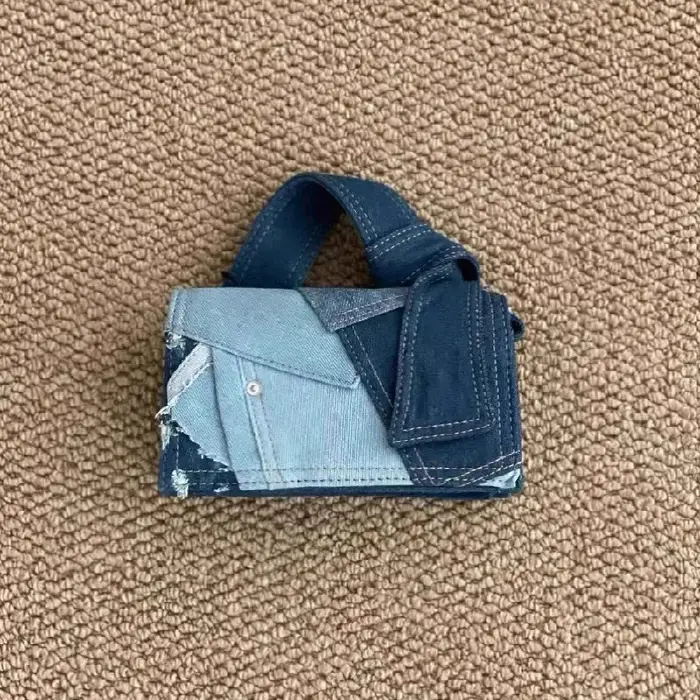 Sac à bandoulière en Denim bleu de couleur contrastée pour femmes