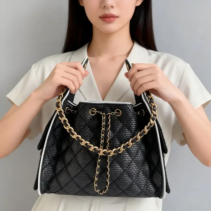 Sac à bandoulière de grande capacité de style bohème à motif diamant, style urbain, sac bandoulière