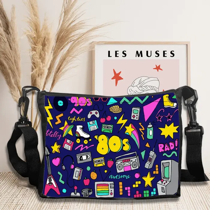 Sac à bandoulière en polyester avec ruban à cassette
