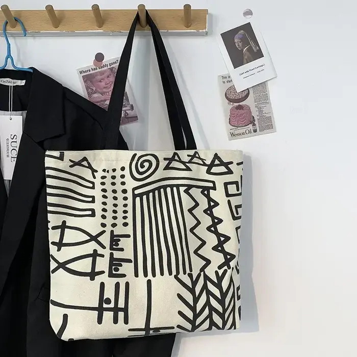 Sac fourre-tout en toile pour femmes, mode coréenne en tissu de coton, sacs de Shopping écologiques 