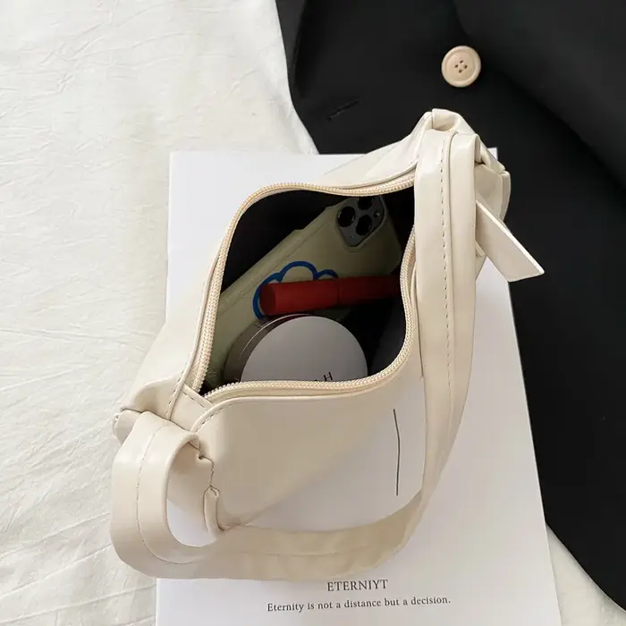 Nouveau rétro souple en cuir PU femmes épaule sous les bras sacs décontracté couleur unie petit haut-poignée