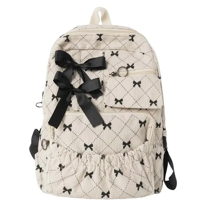 Sac à dos en velours côtelé avec nœud