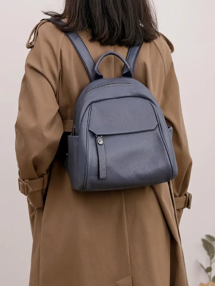 Sac à dos portable en cuir véritable pour adolescente