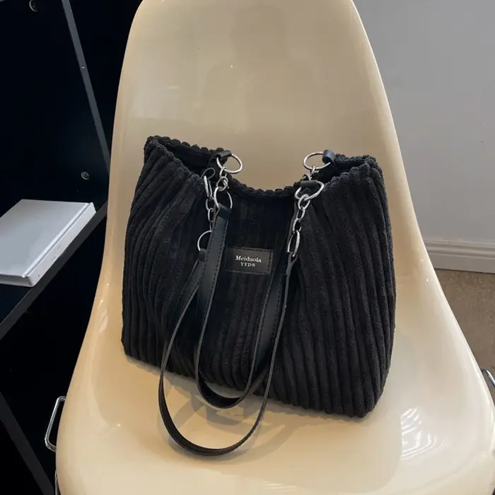 Sac à bandoulière en velours côtelé pour femmes
