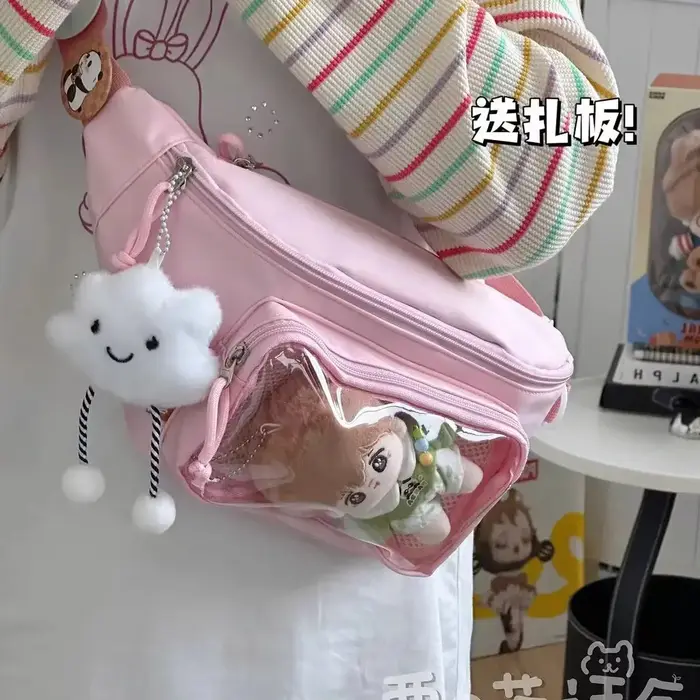 Kawaii japonais Y2K sac de poitrine femmes Lolita mignon sac à bandoulière filles Transparent Itabag sacs à main