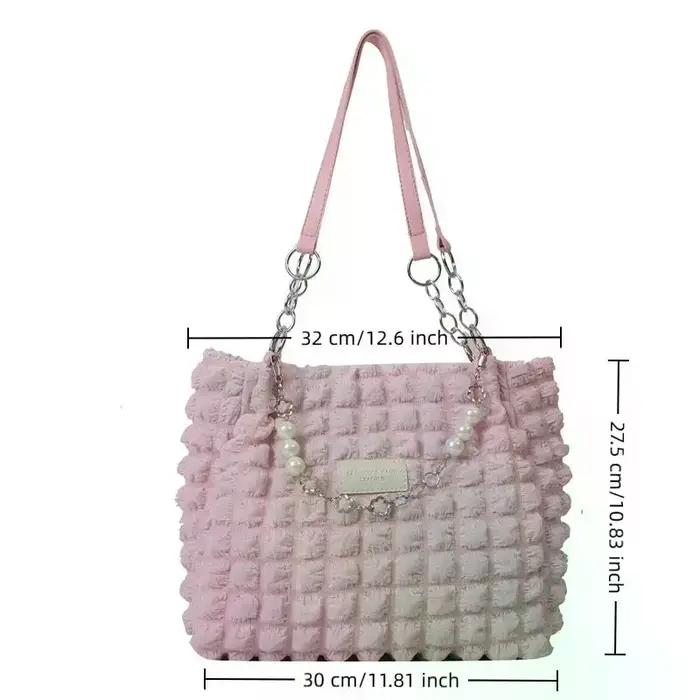 Sac fourre-tout texturé à bulles avec chaîne de perles