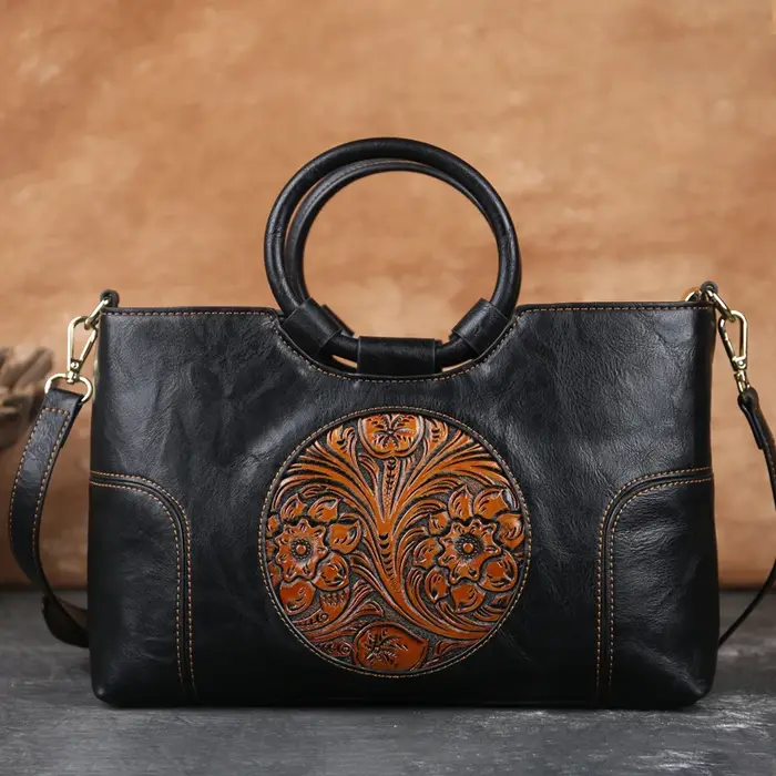 Sac à main rétro en cuir PU pour femme, gaufré, grande capacité, sac messager initié, marron, noir,
