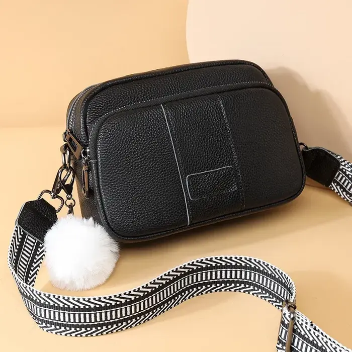 100% Sac de messager en cuir véritable femmes mode Style femme Sac à main avec large bandoulière de luxe ampoule de