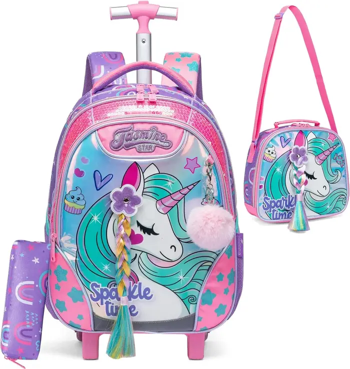 Sac à dos à roulettes licorne pour filles et enfants