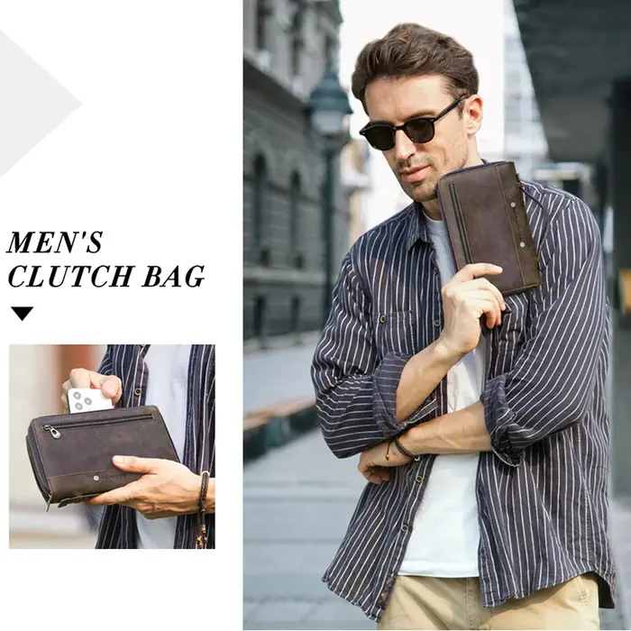 Contact – pochette en cuir véritable pour homme