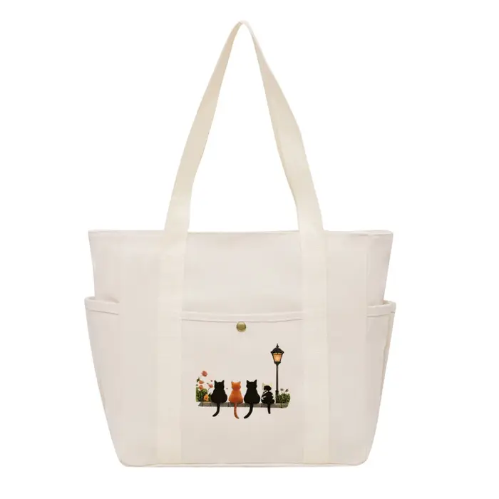Filles femmes graphique sac fourre-tout grande capacité dessin animé épaule mignon chat Shopper sacs